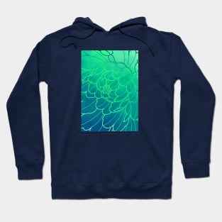 blue and green botanical pattern Hoodie